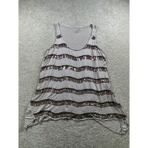 Roxx Tank Top Womens Small Sequin Striped Sleeveless Swing‎ Rayon Shirt